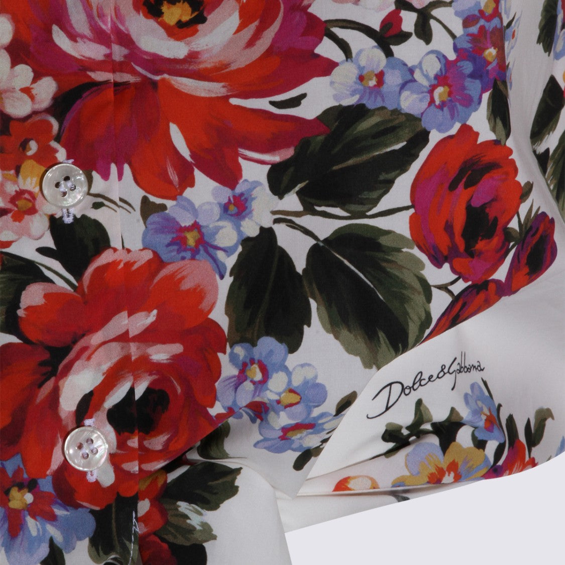 Dolce & Gabbana White Floral Tie-Front Cropped Shirt
