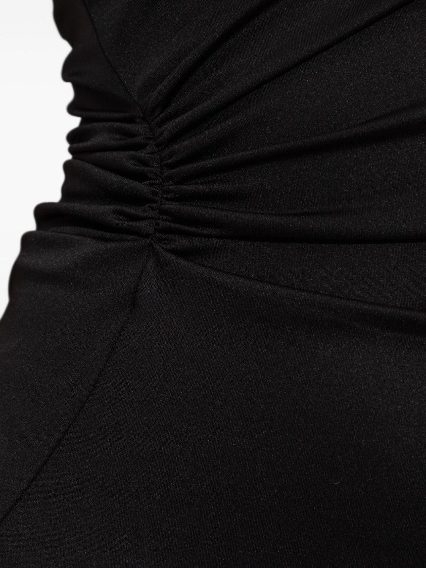 Victoria Beckham Asymmetrically Draped Black Midi Dress With Soft Ruching