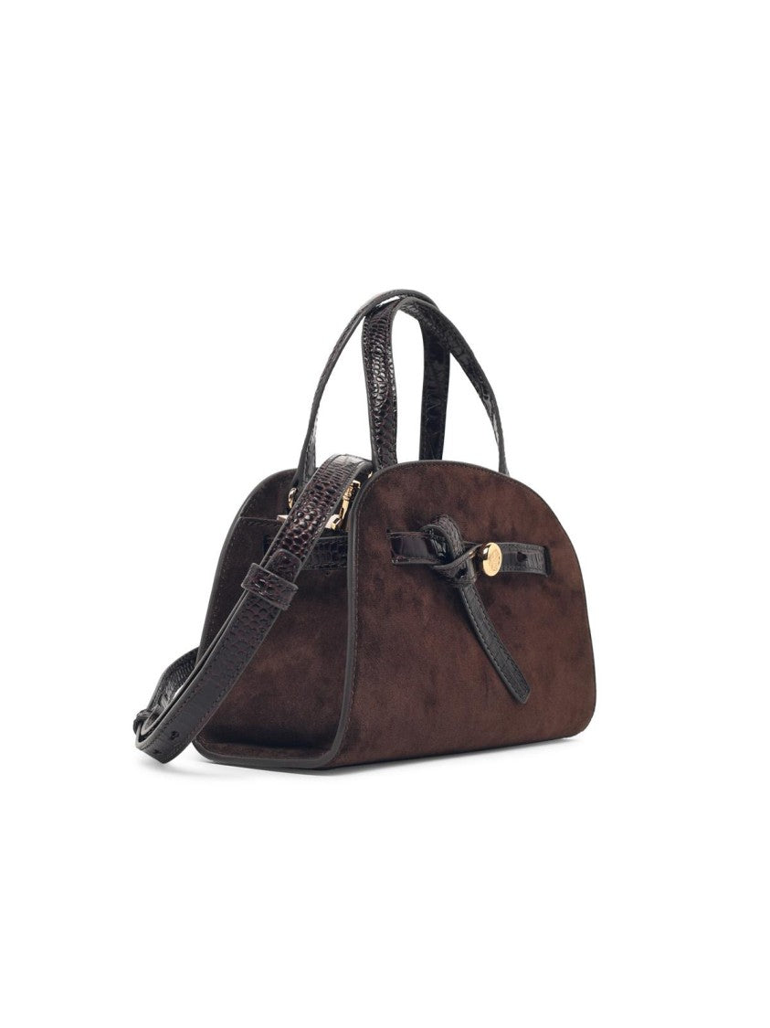 Tory Burch Romy Small Suede Top Case Bag - Brown