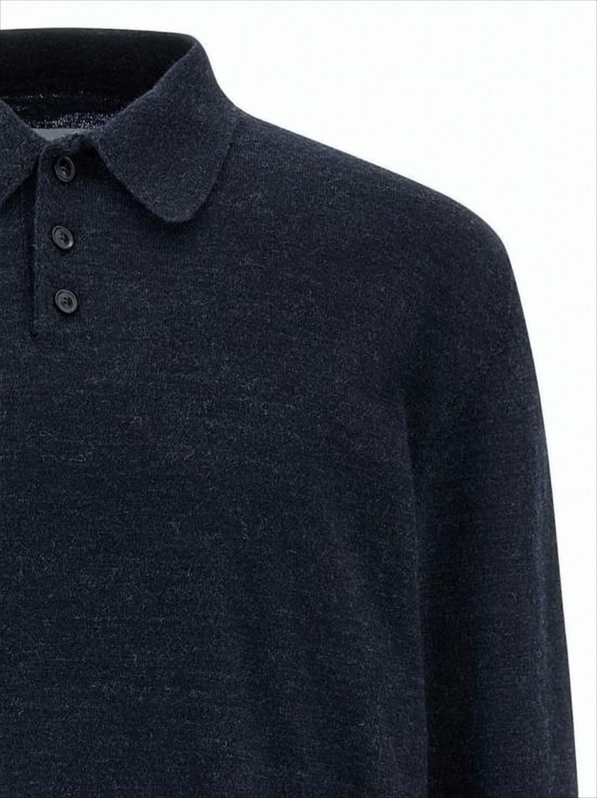 Maison Margiela Wool Polo Sweater With Elbow Patches