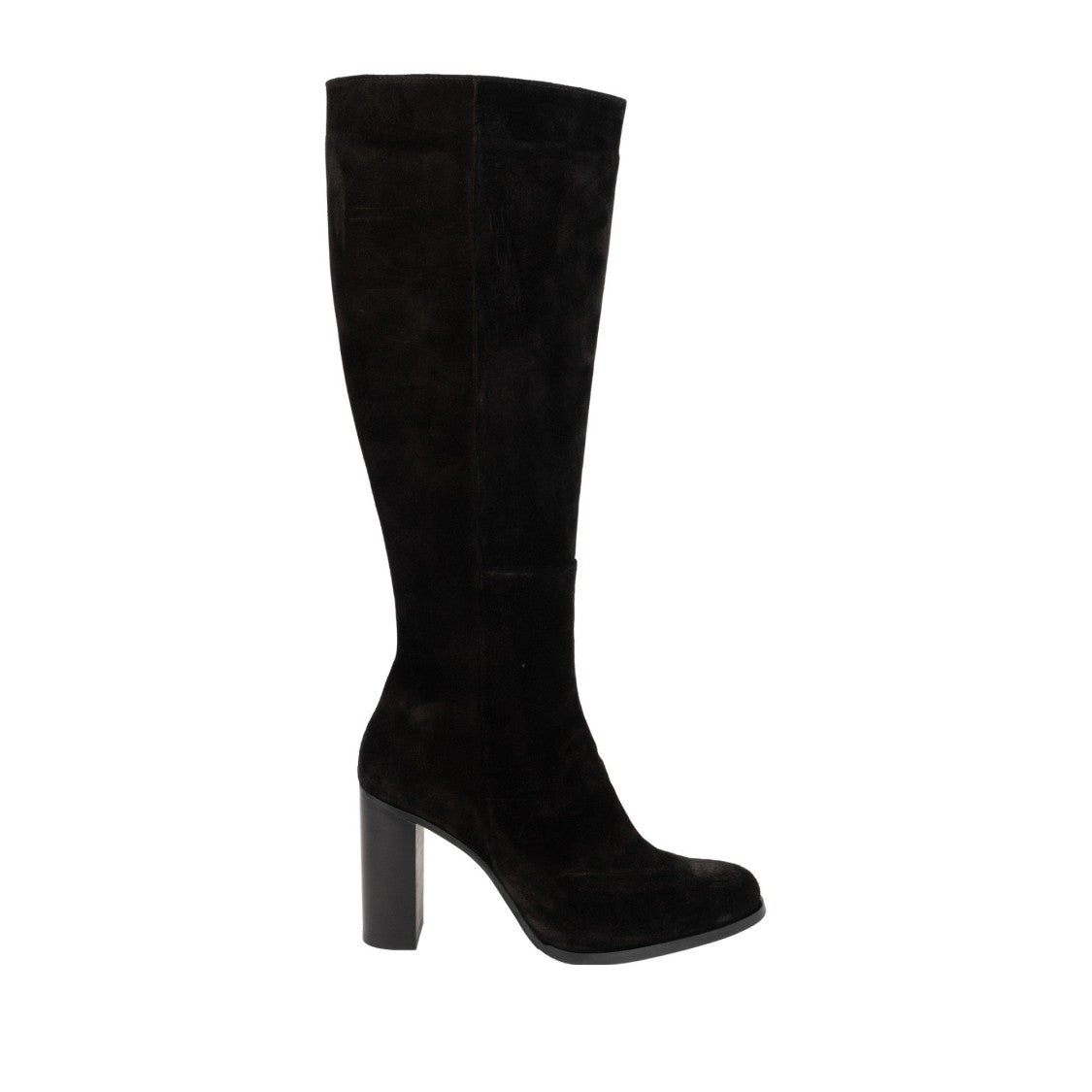 Sergio Moretti Black Streamlined High Block Heel Suede Dress Boots