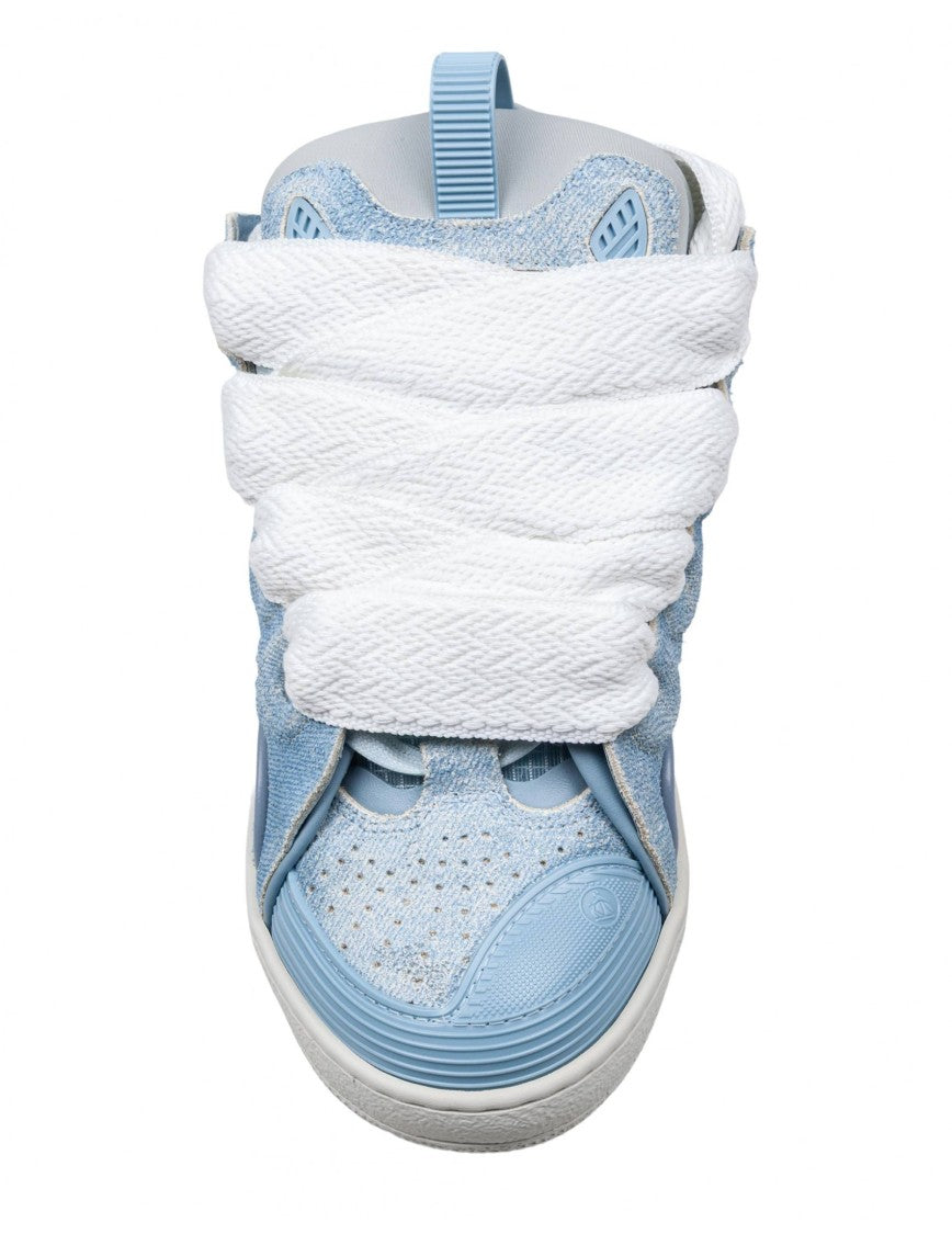Lanvin Denim Blue Curb Sneakers Calf Nappa And Mesh