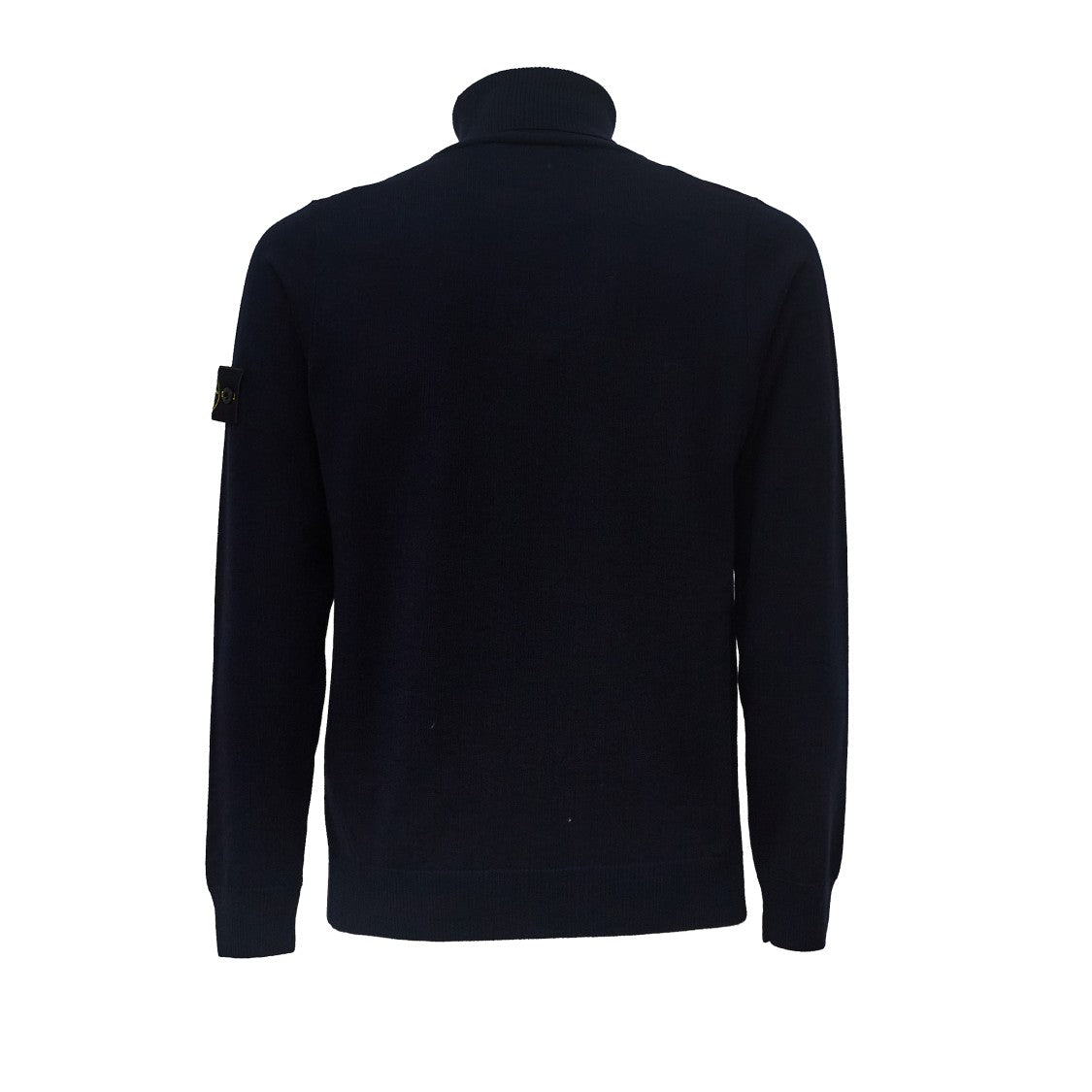 Stone Island Ribbed Turtleneck Black Sweater With Iconic Badge