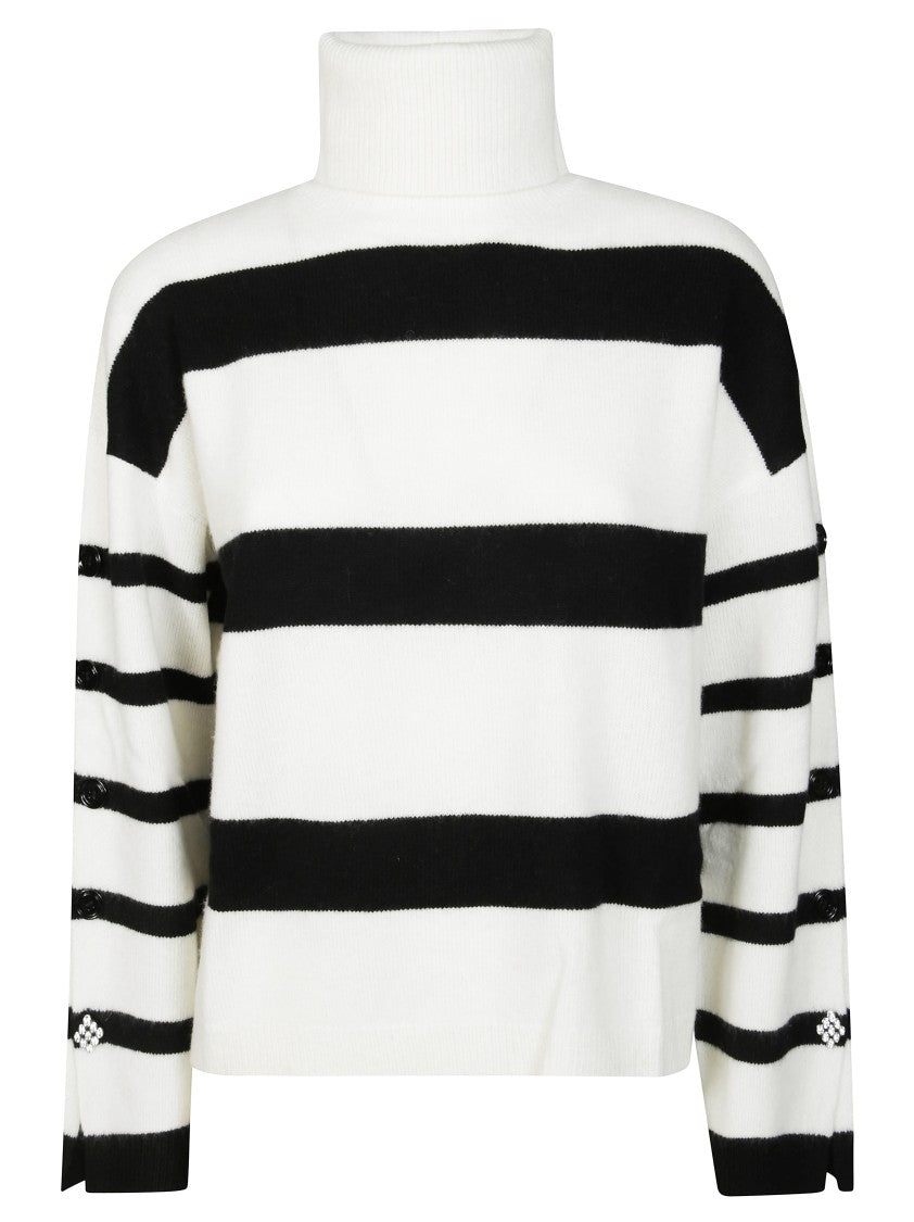 Liu Jo Cropped Striped Turtleneck Sweater