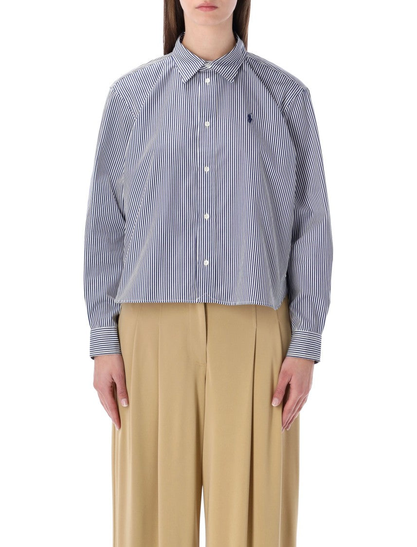 Polo Ralph Lauren Oversized Cropped Striped Cotton Shirt