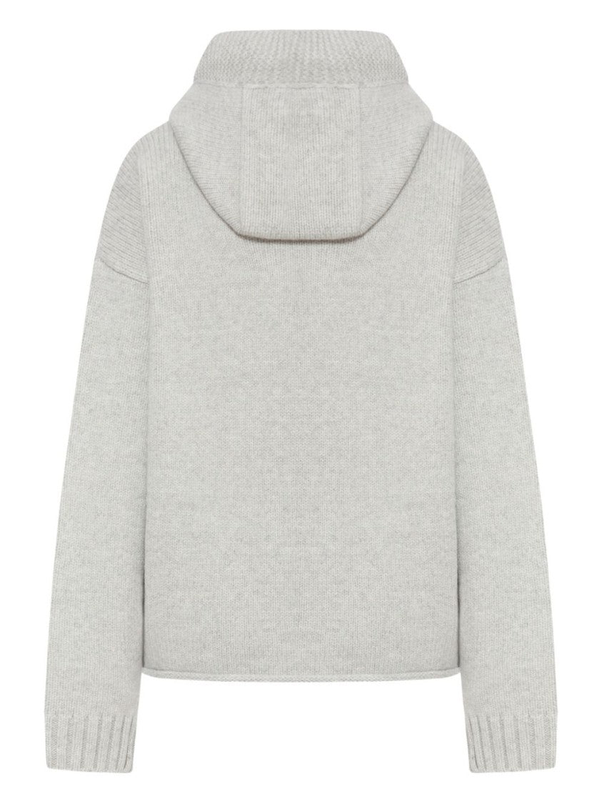 J. W. Anderson Hooded Grey Wool Sweater With Anchor Embroidery
