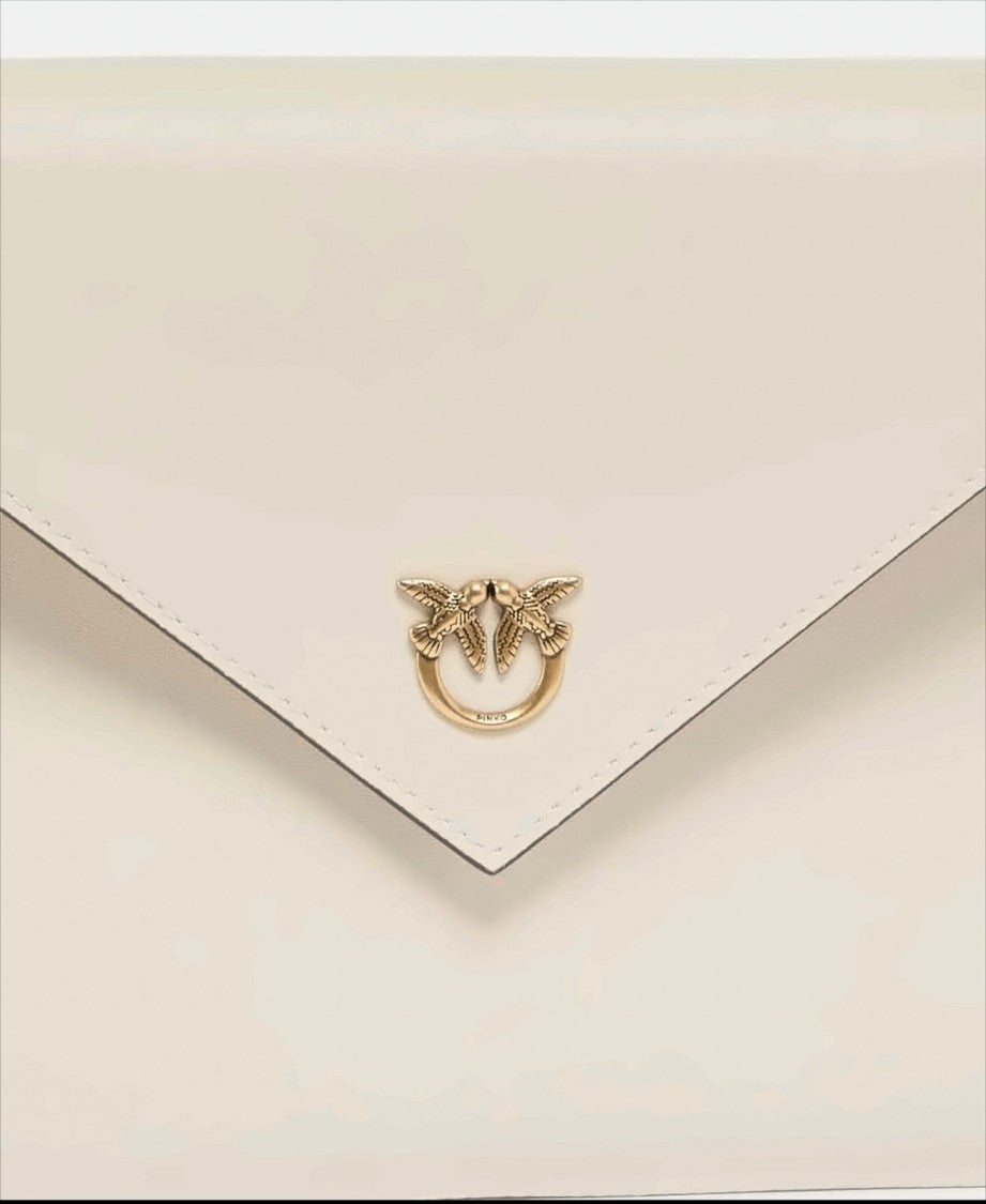 Pinko Envelope Design White Leather Clutch