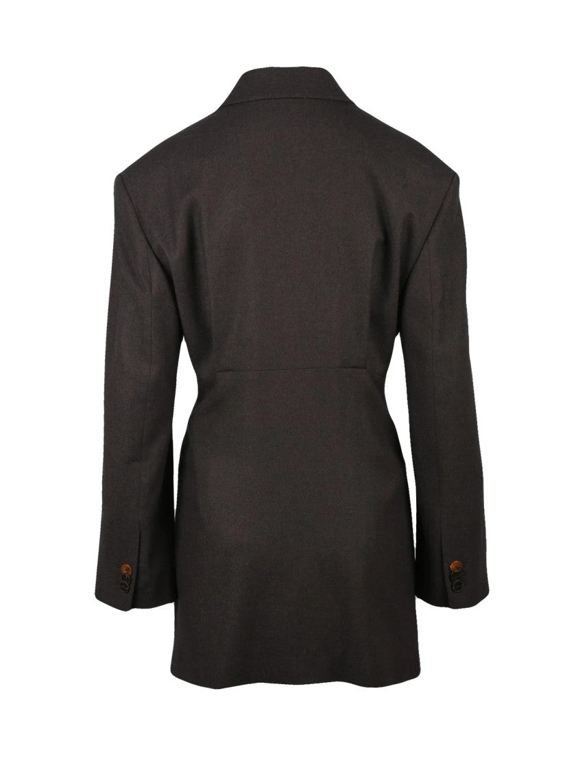 Alysi Tailored Brown Blazer Dress With Double-Breasted Closure