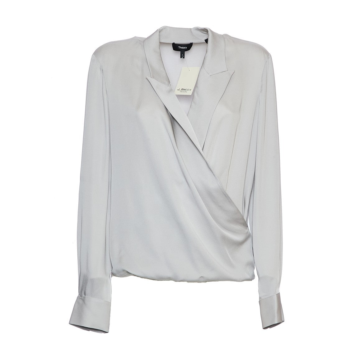 Theory Platinum Blouse With V-Neck And Lapel Wrap