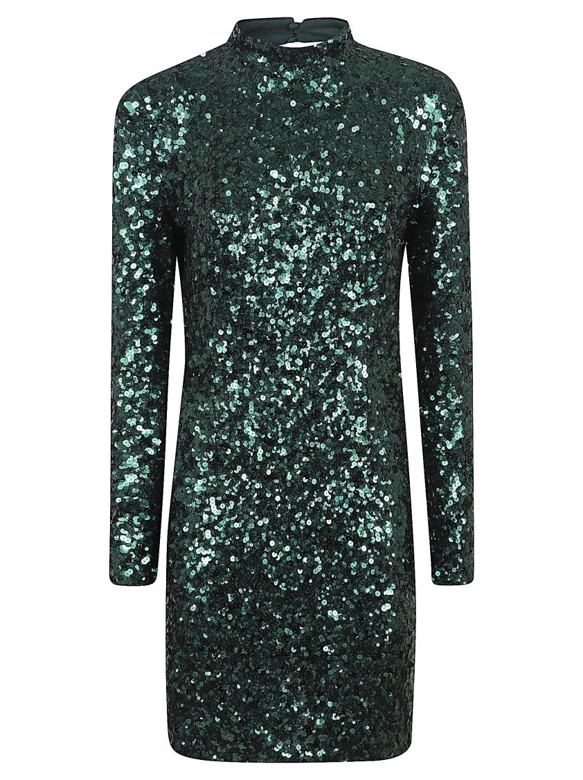 Pinko Dark Green Sequined Mini Dress