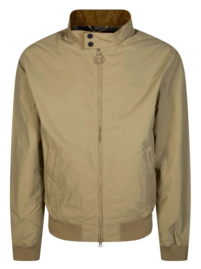 Barbour Minimalist Neutral Beige Bomber Jacket