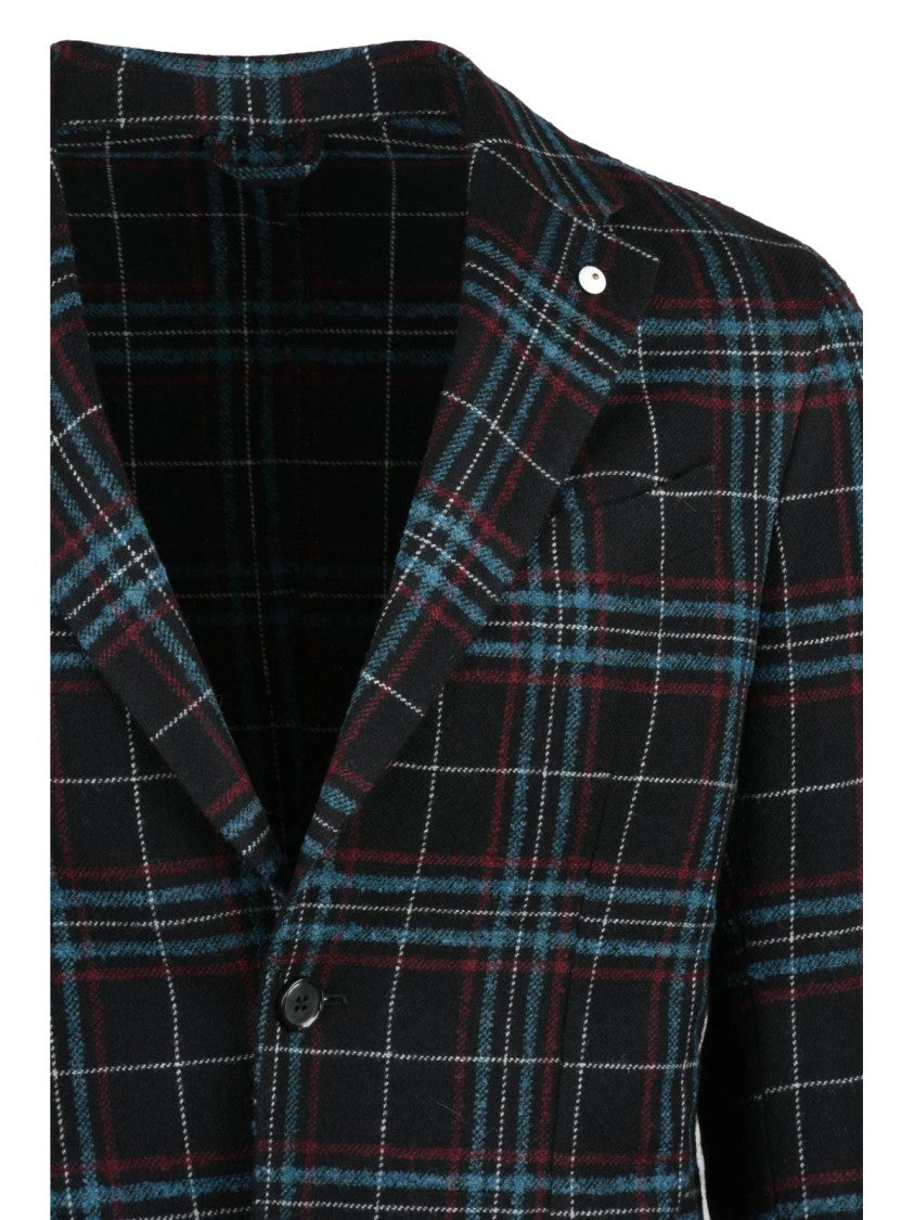 L.B.M. 1911 Plaid Pattern Rounded Jacket With Notch Lapels