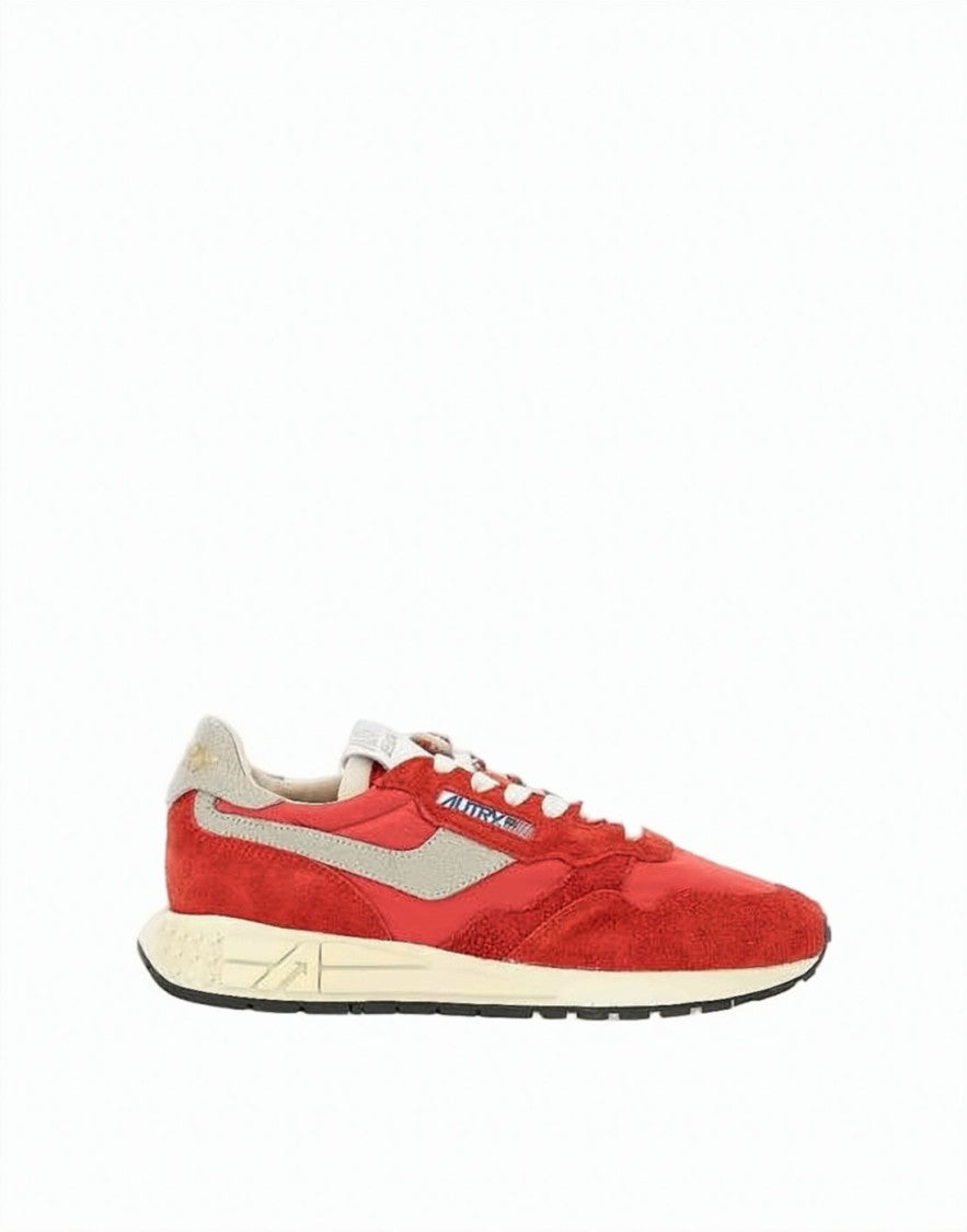 Autry Dynamic Red Suede And Nylon Sneakers