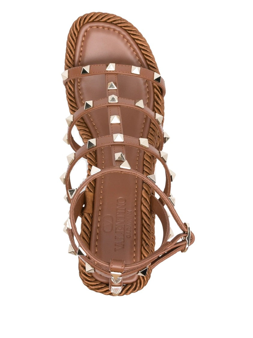 Valentino Wedge Pyramid-Stud Platform Sandals
