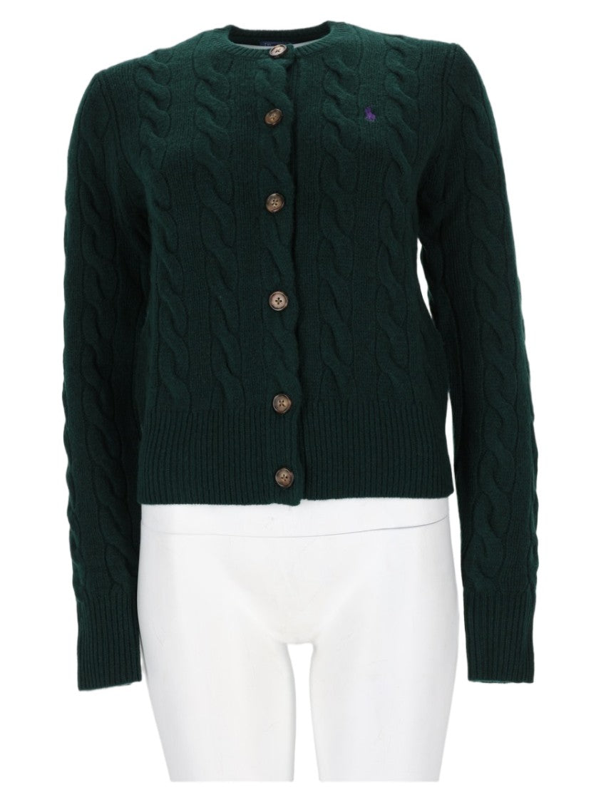 Polo Ralph Lauren Cable Knit Cardigan With Button-Down Front And Ribbed Details