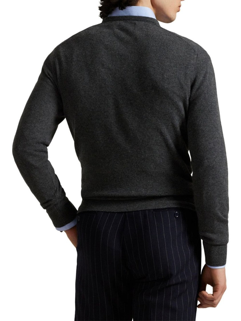 Polo Ralph Lauren Dark Charcoal Melange Wool Knit Sweater