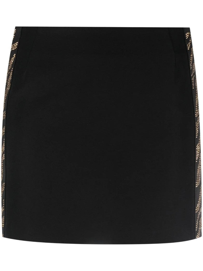 Just Cavalli Fitted Black Mini Skirt With Decorative Accents