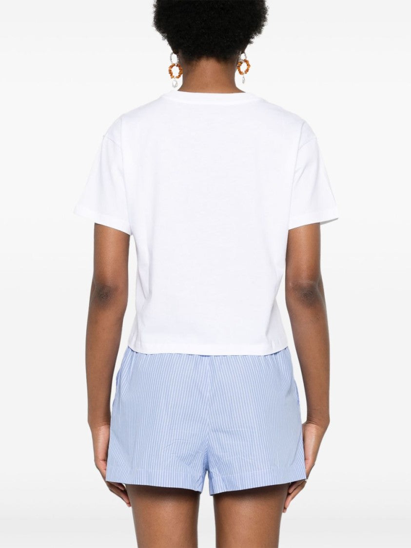 A.P.C. Cropped Off-White Cotton Jersey Crew Neck T-Shirt