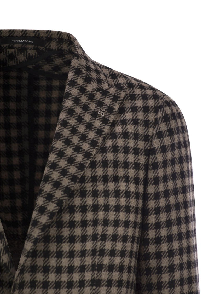 Tagliatore Houndstooth Virgin Wool Blend Jacket