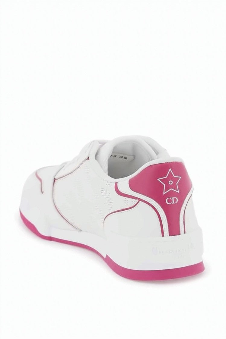 Dior Low-Top White Sneakers With Vibrant Pink Accents