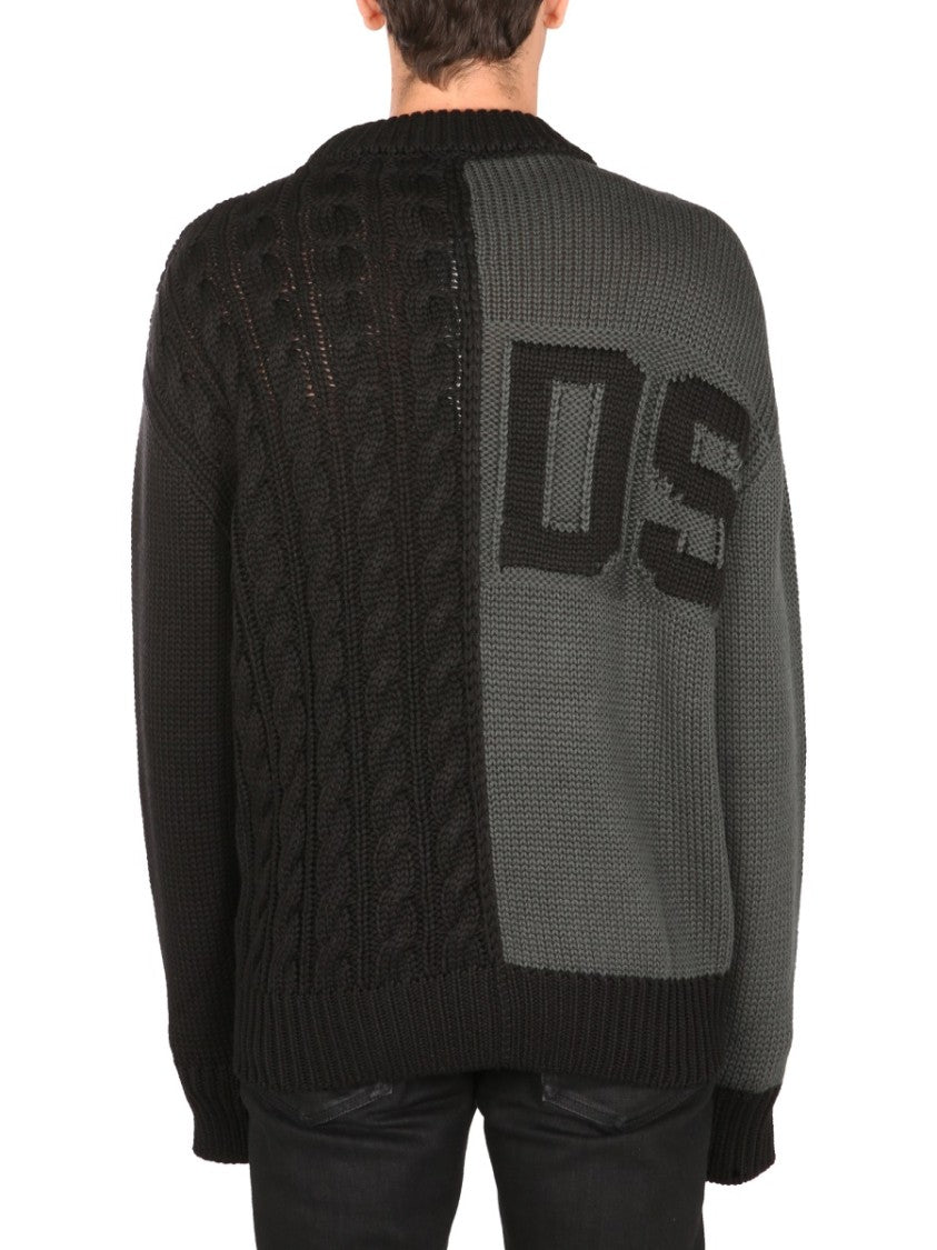 Gcds Crew Neck Two-Tone Sweater