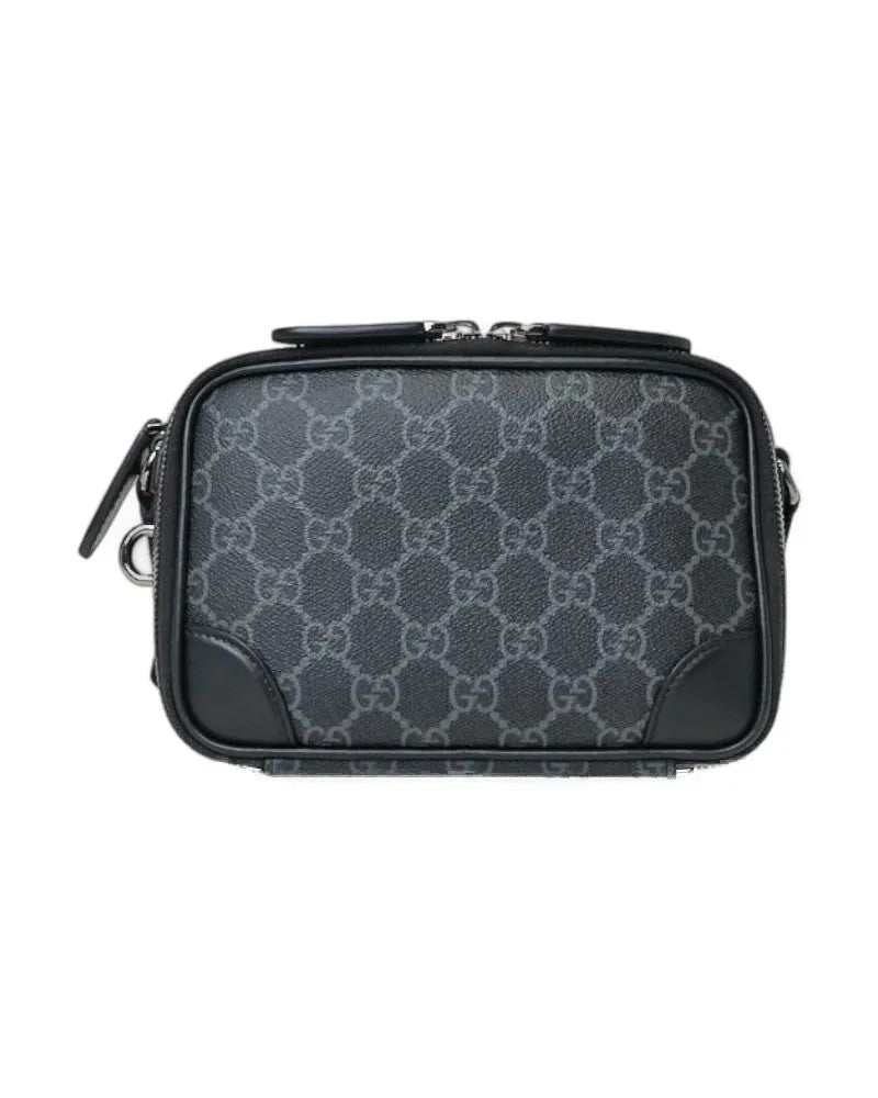 Gucci Camera Bag Double Zip Gg Supreme Black