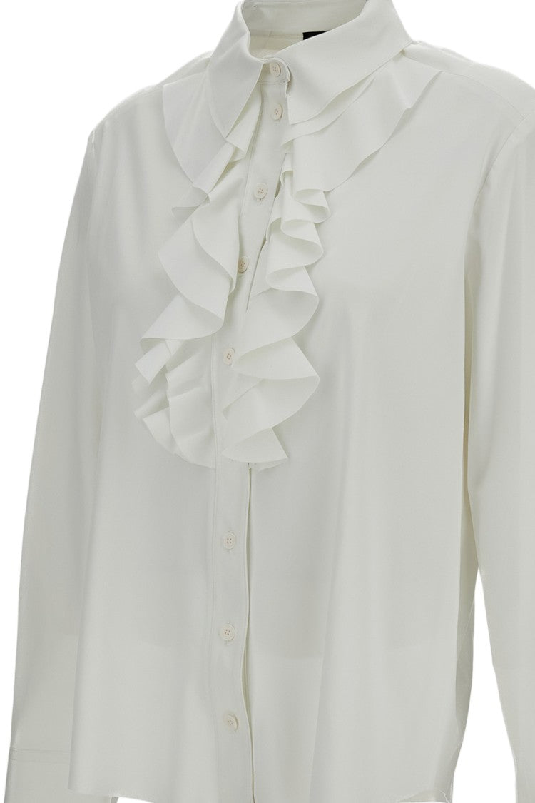 Irie' White Ruffled Long-Sleeve Casual Shirt
