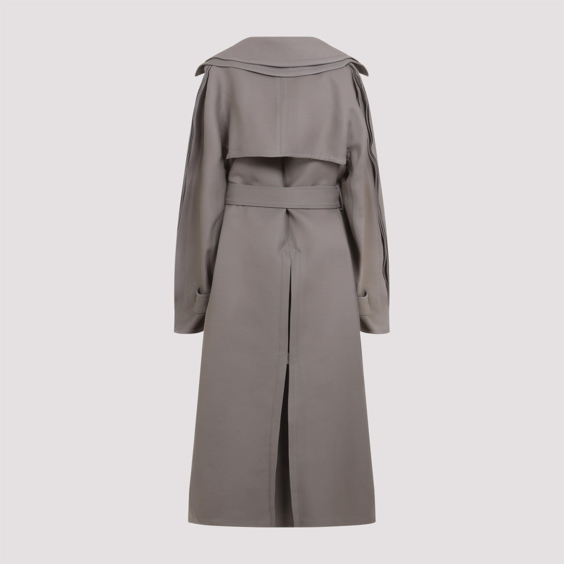 Alaïa Taupe Grey Wool Trench Coact Double Diagonal