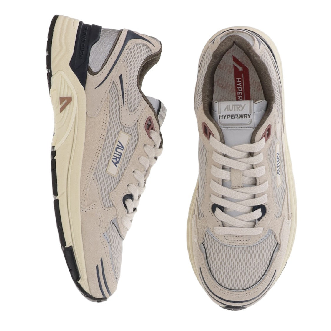 Autry Multi-Material Sneakers With Round Mesh Toe And Logo Accents