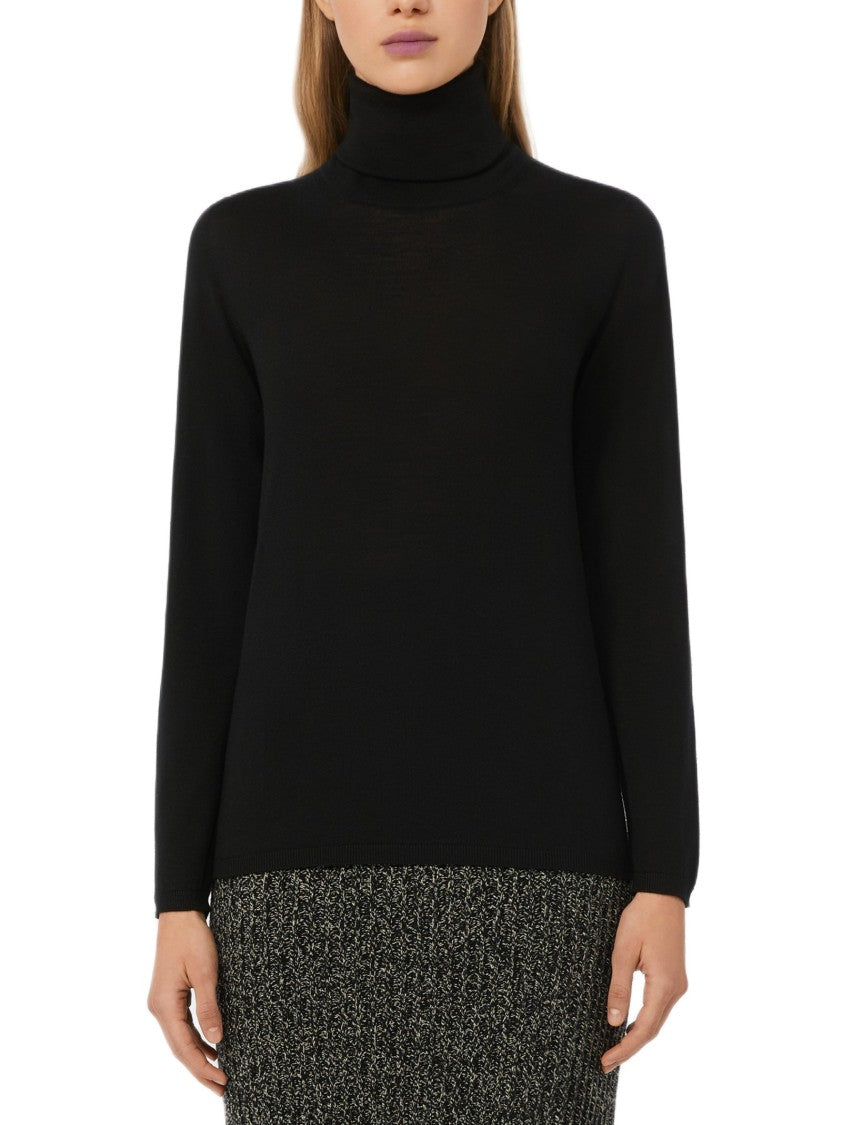 Max Mara Lightweight Black Turtleneck Sweater With High Neckline