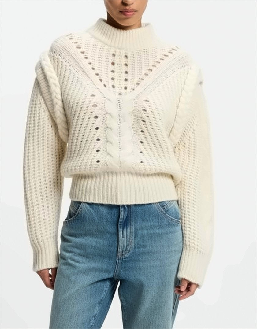 Boss Cable Knit Sweater With Crew Neck