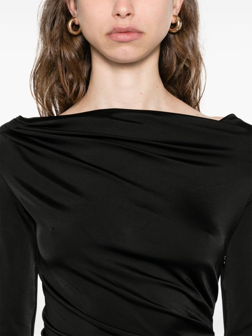 Victoria Beckham Floor-Length Black Dress With Off-The-Shoulder Neckline