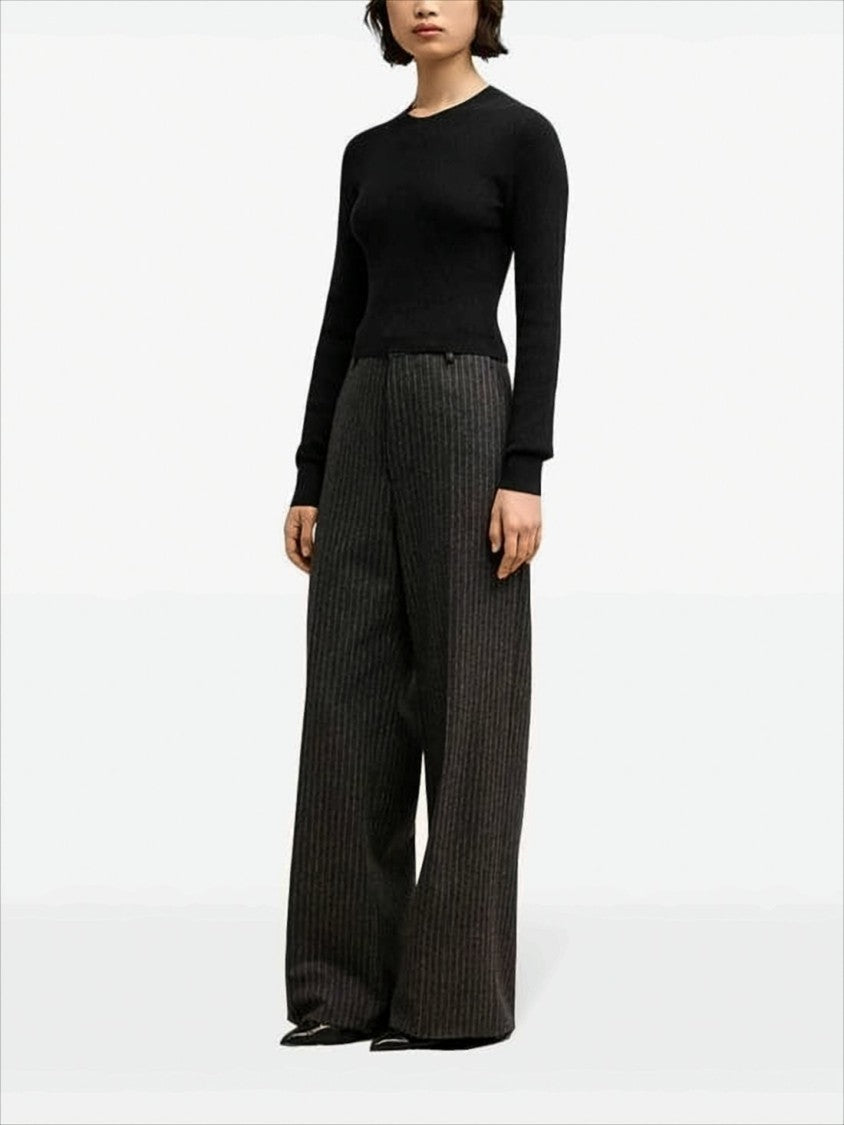 Ami Textured Knit Sweater With Classic Crew Neckline