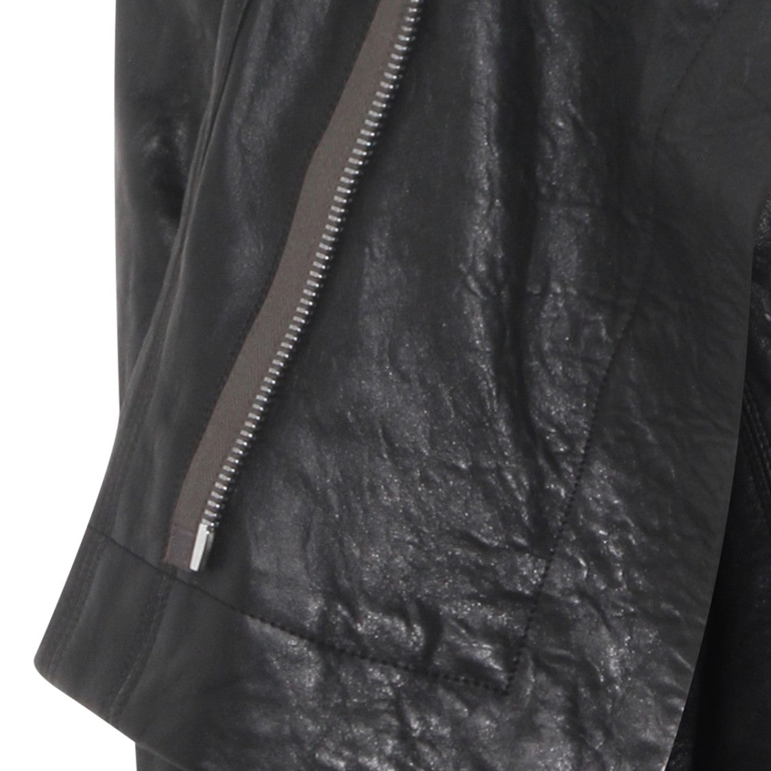 Rick Owens Asymmetrical Black Leather Jacket