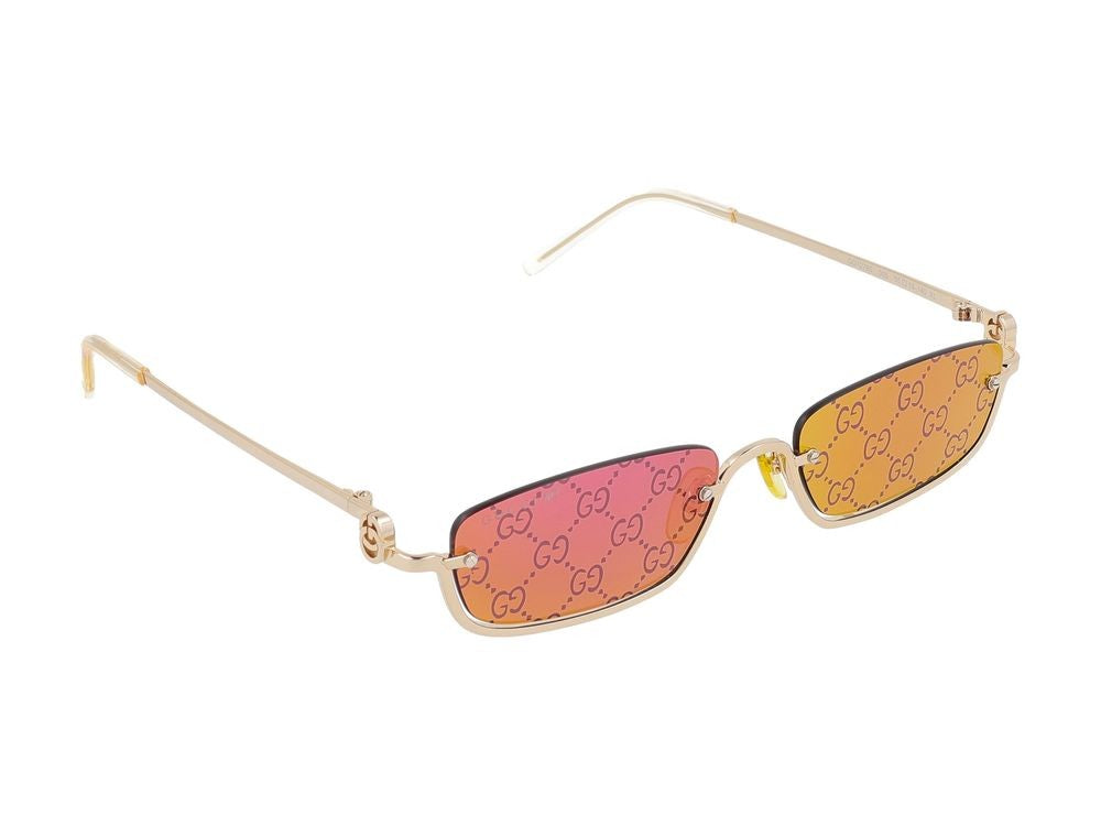 Gucci Gold Gradient Rectangular Metal Sunglasses