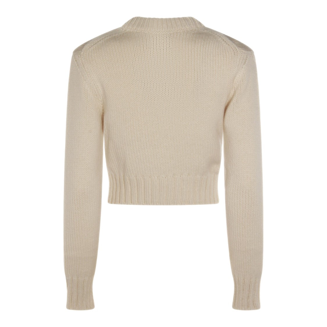 Malo Cropped Knit Sweater With Ribbed High Neckline