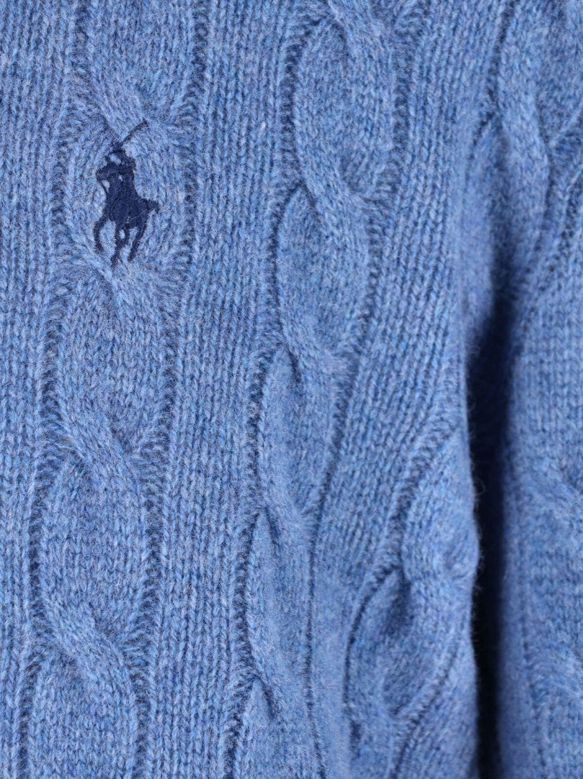Polo Ralph Lauren Blue Cable Knit Wool-Cashmere Sweater
