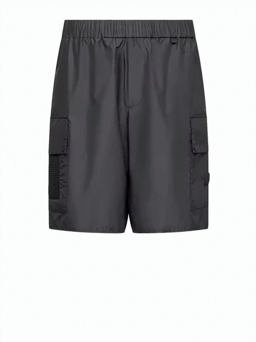 Moncler Black Minimalist Elastic Waist Polyester Shorts