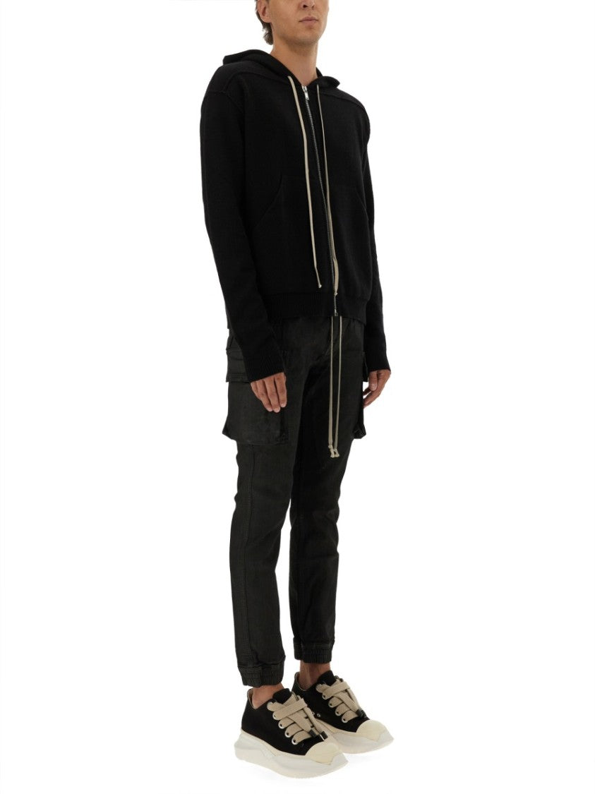 Rick Owens Black Cashmere-Wool Zip-Up Hoodie With Drawstrings