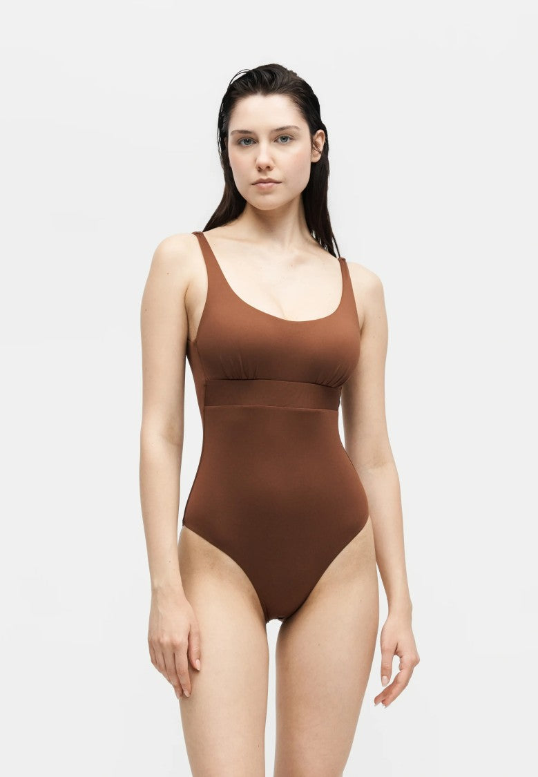 Max Mara Scoop Neck One-Piece Swimsuit With Wide Shoulder Straps