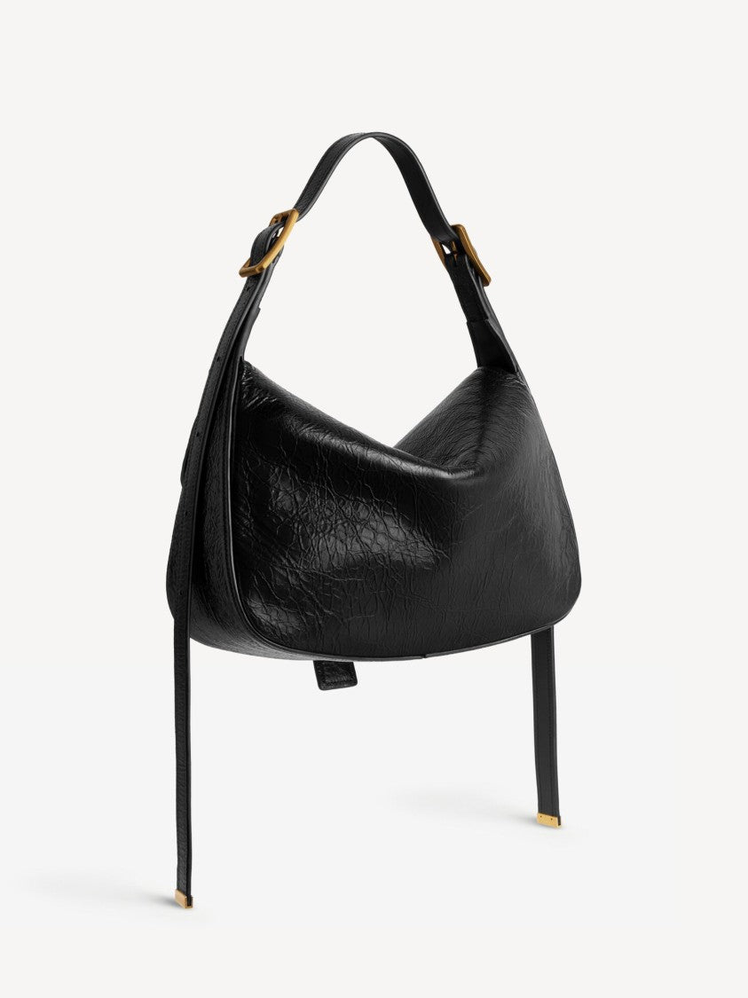 Balenciaga Black Clicca Structured Slouchy Leather Bag