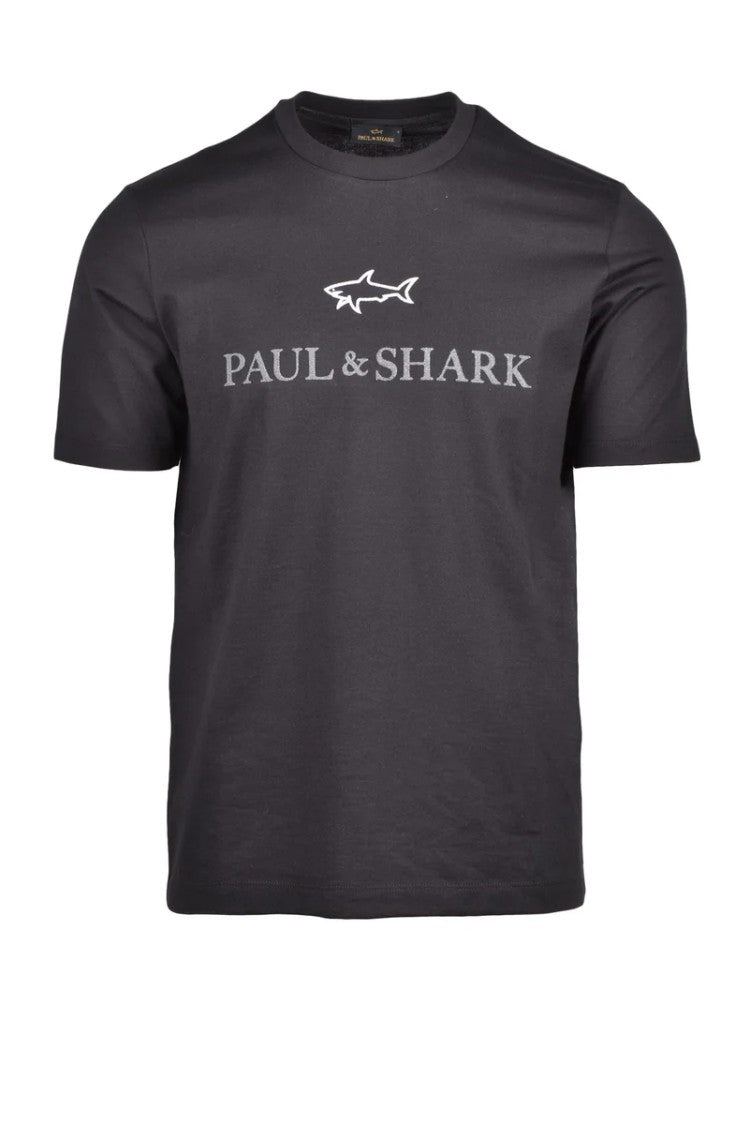 Paul & Shark Black Cotton Men T-Shirt