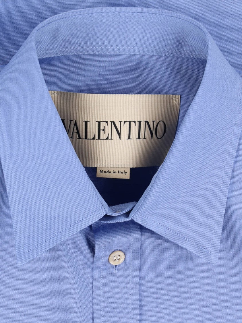 Valentino Blue Vgold Tailored Cotton Shirt