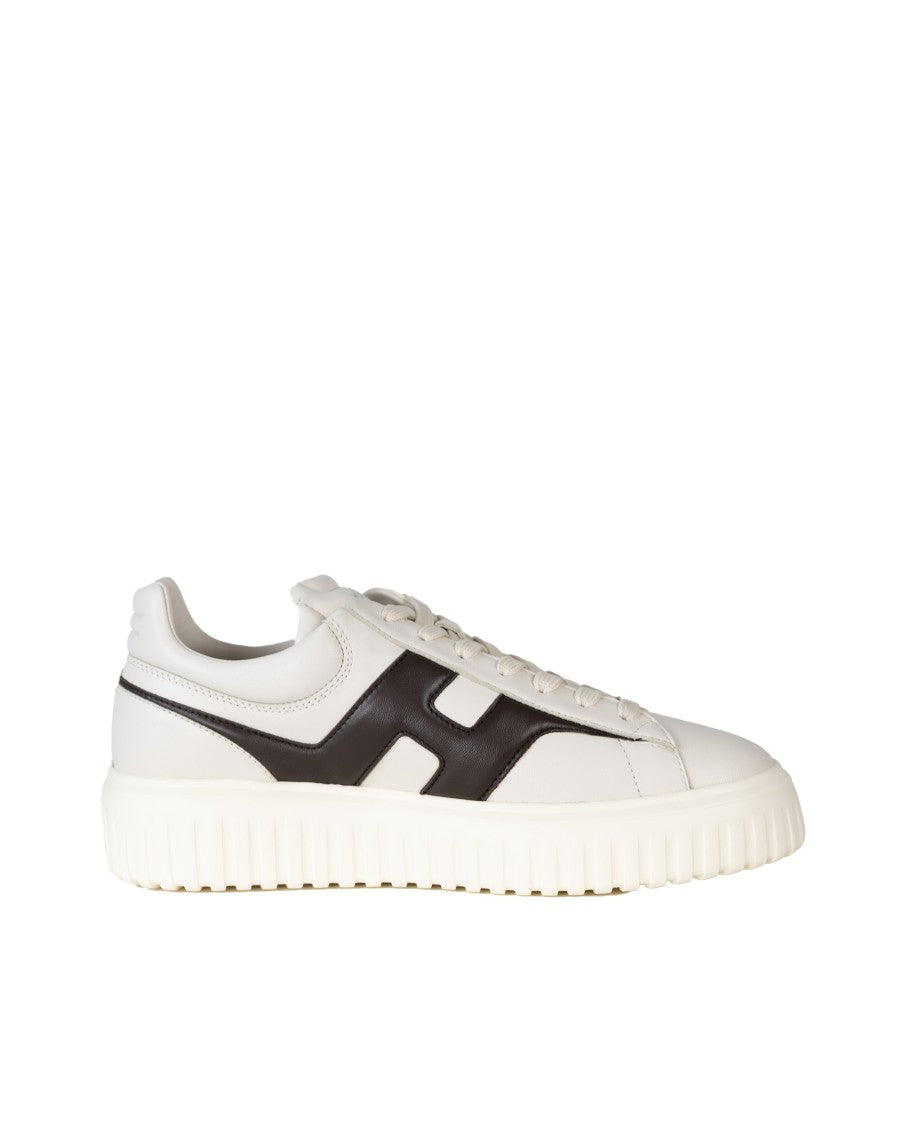 Hogan White/Brown H-Stripes Sneakers