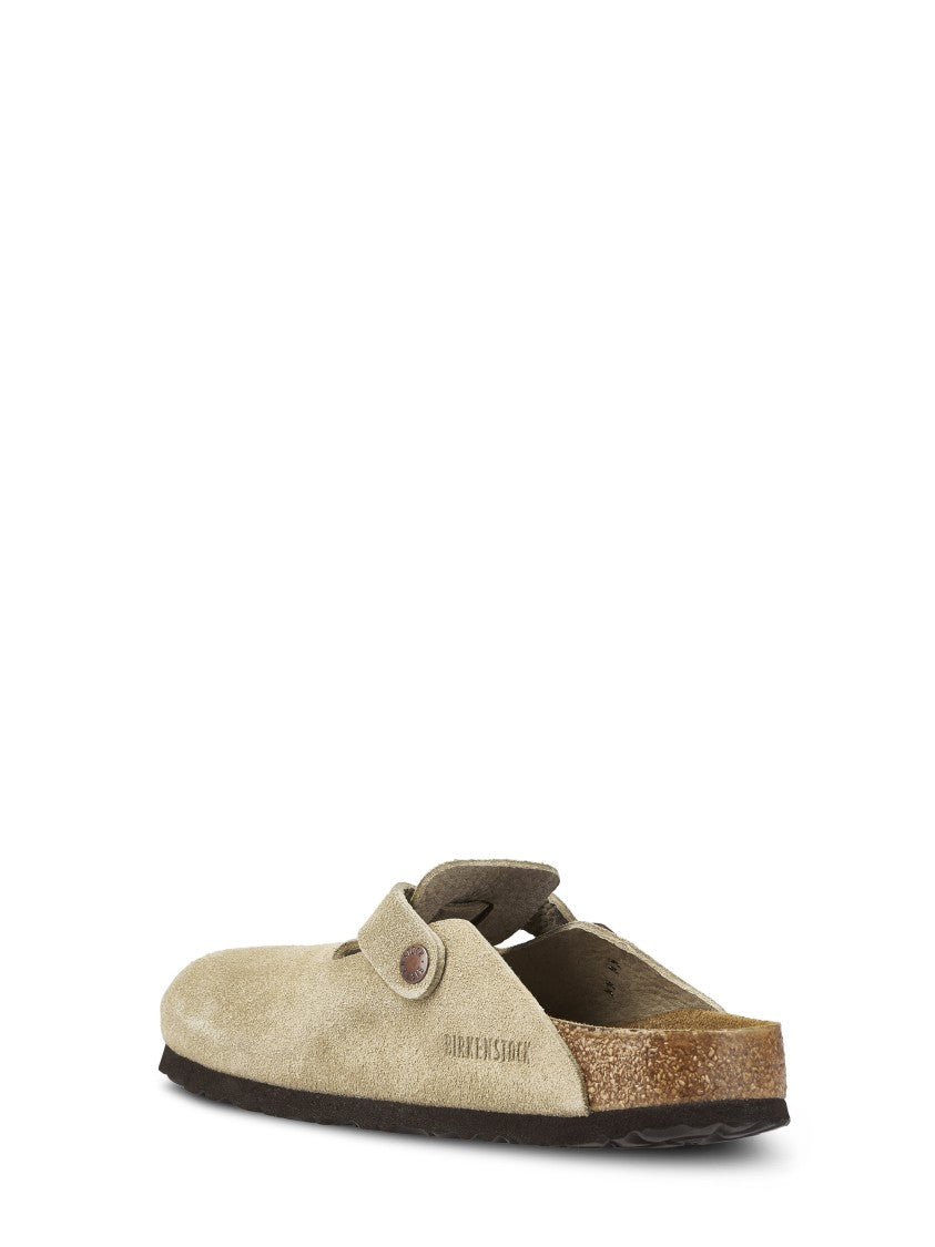 Birkenstock Taupe Boston Sfb Suede Leather Mules