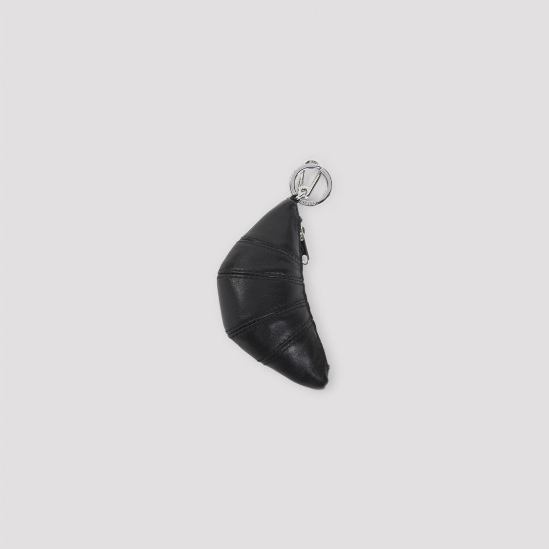 Lemaire Crescent-Shaped Black Leather Clutch With Silver-Tone Keyring