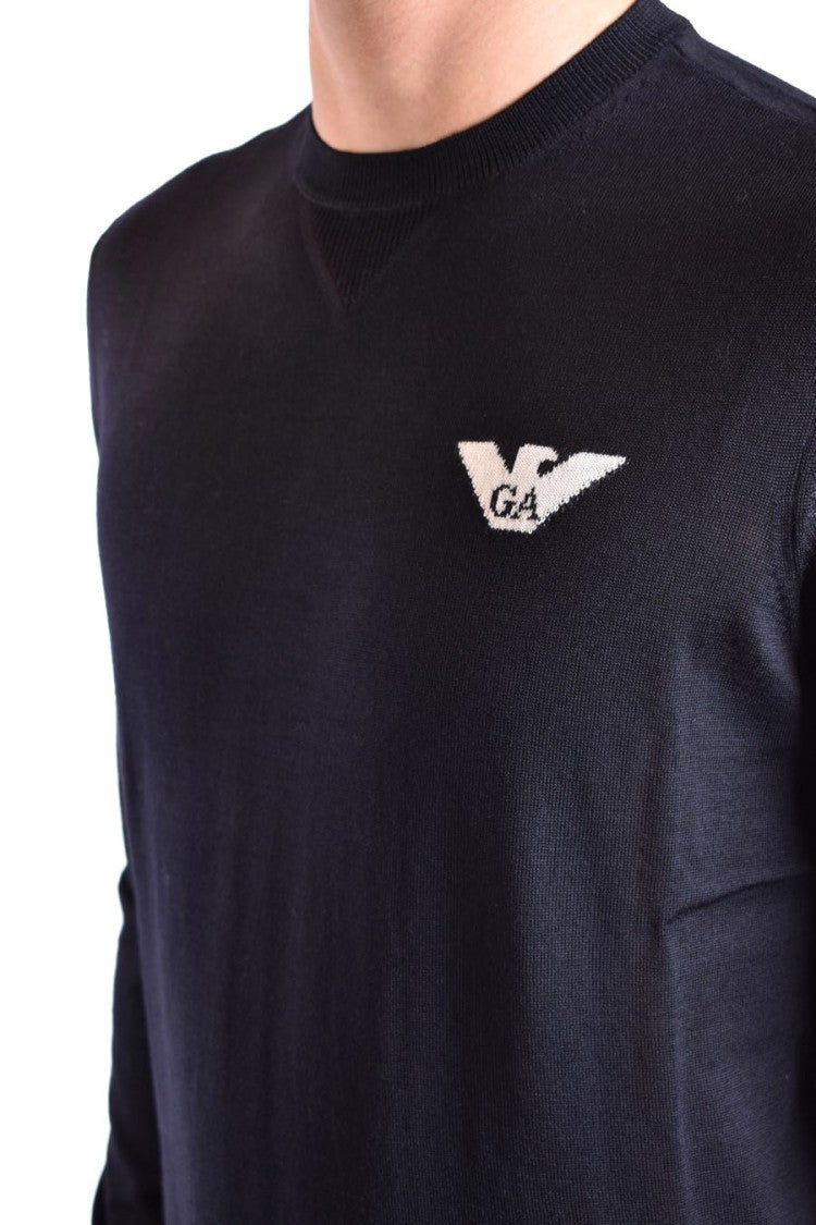 Emporio Armani Crew Neck Knitwear With Ribbed Hem