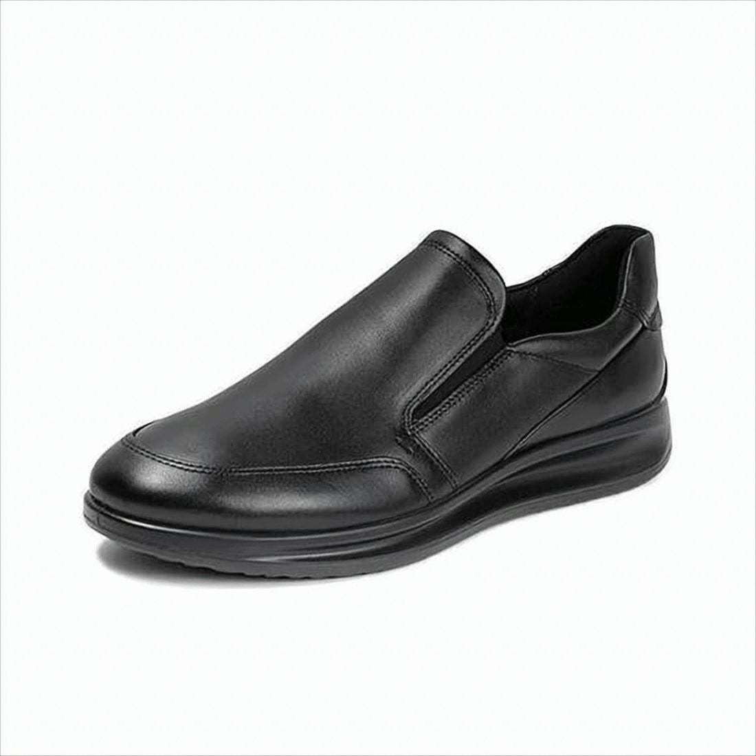 Ecco Smooth Leather Slip-On Sneakers With Cushioned Rubber Sole