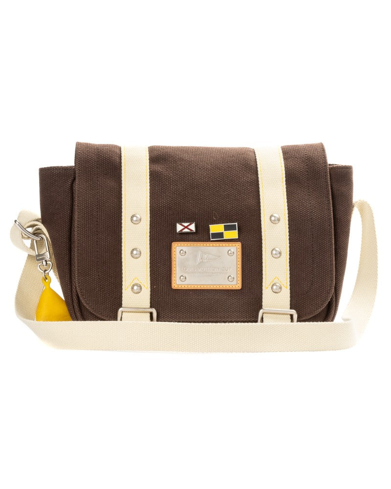 Louis Vuitton Medium-Sized Brown Canvas Antigua Besace Pm Shoulder Bag