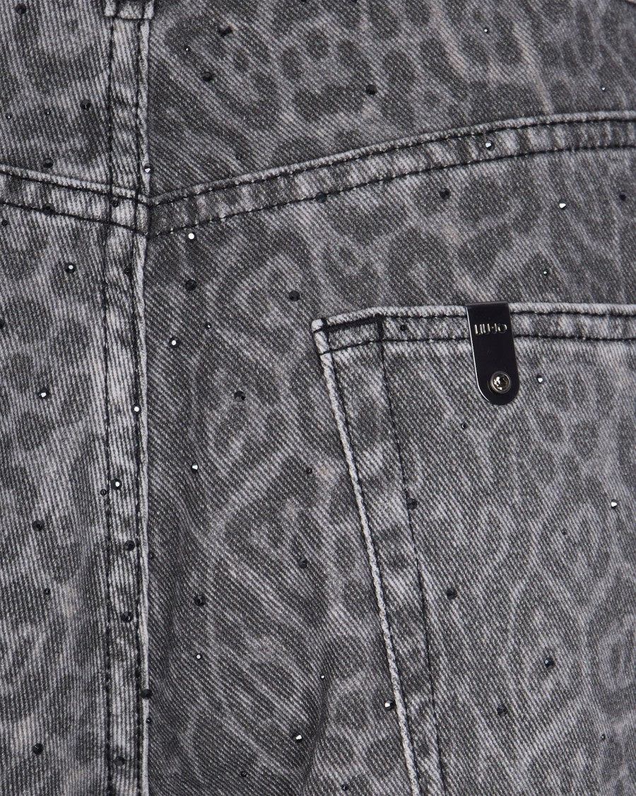 Liu Jo High-Waisted Flare Pants With Grey Animal Print